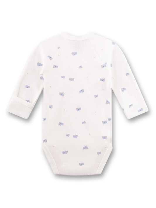 Sanetta "Wickelbody langarm" - allover Druck - White Pebble