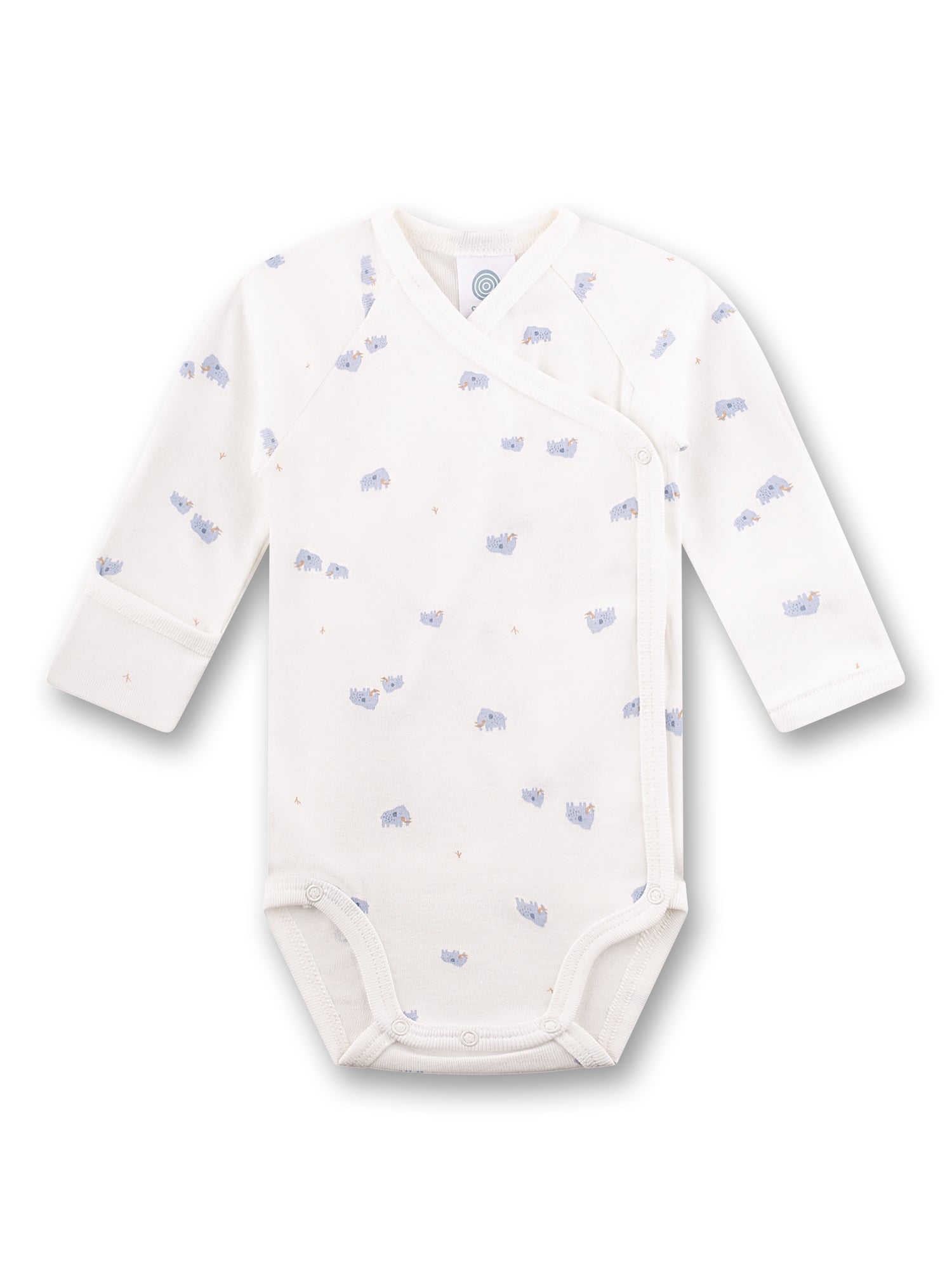 Sanetta "Wickelbody langarm" - allover Druck - White Pebble