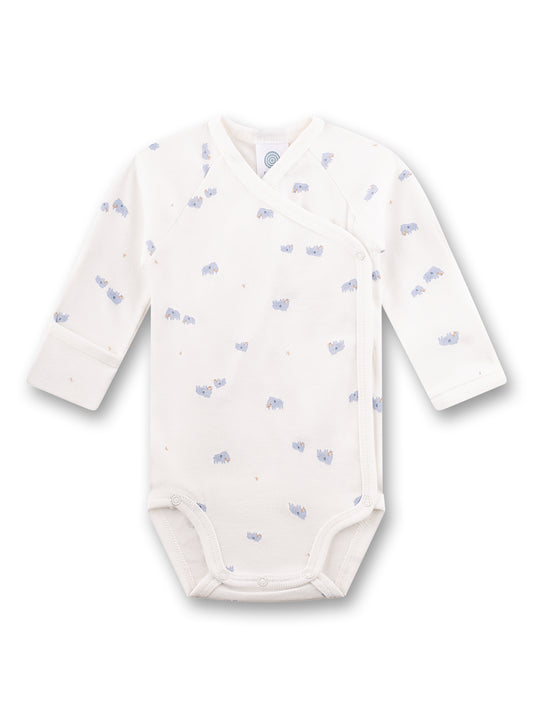 Sanetta "Wickelbody langarm" - allover Druck - White Pebble