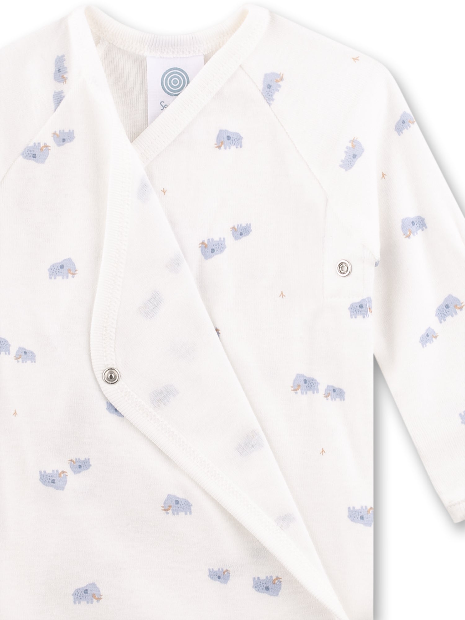 Sanetta "Wickelbody langarm" - allover Druck - White Pebble