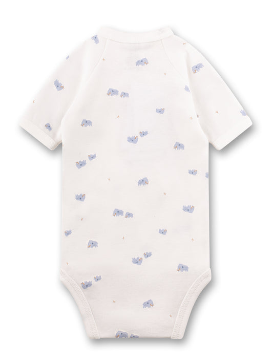 Sanetta "Wickelbody kurzarm" allover Druck - White Pebble