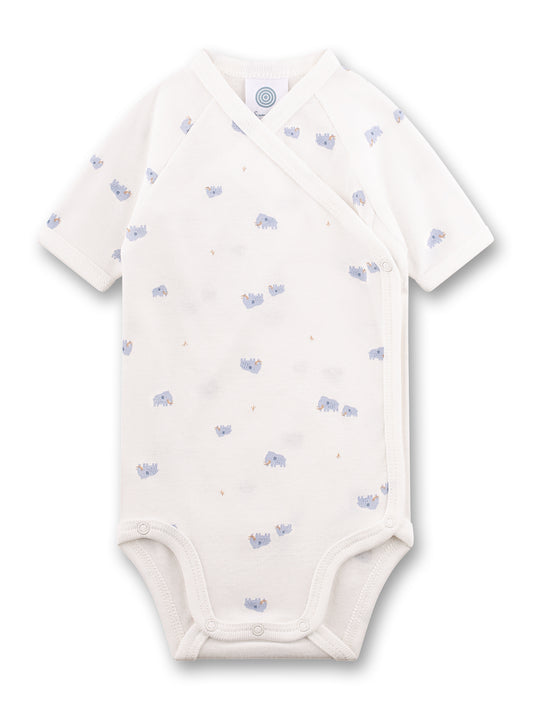 Sanetta "Wickelbody kurzarm" allover Druck - White Pebble
