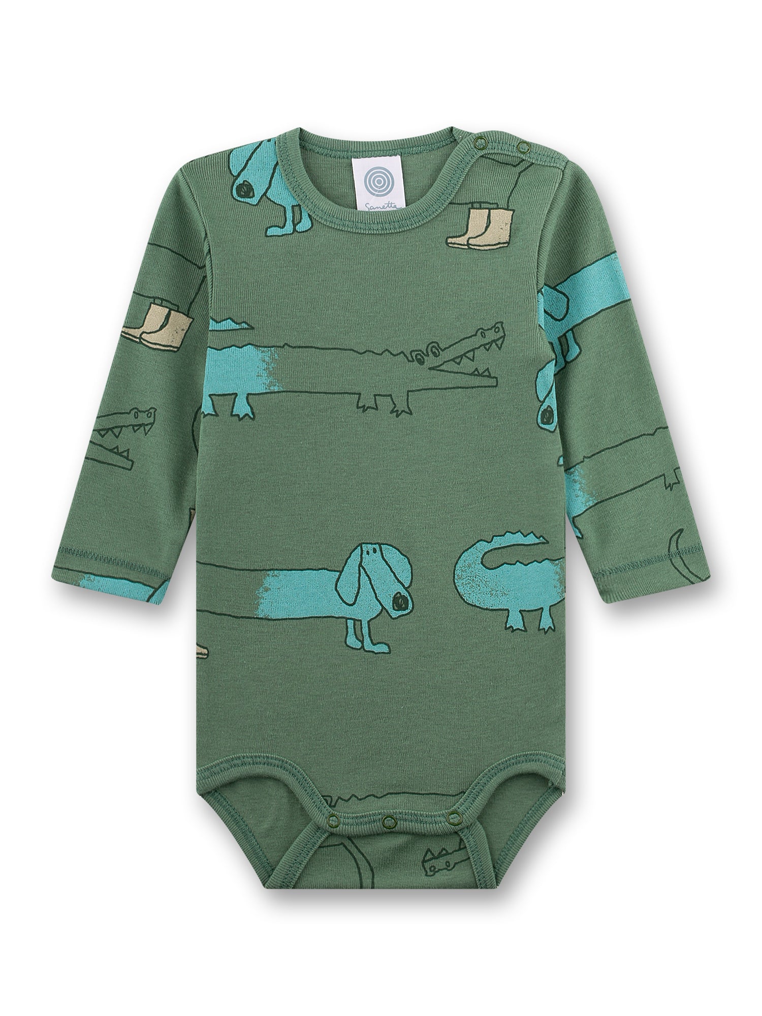 Sanetta "Body langarm" allover Druck - Dark Ivy