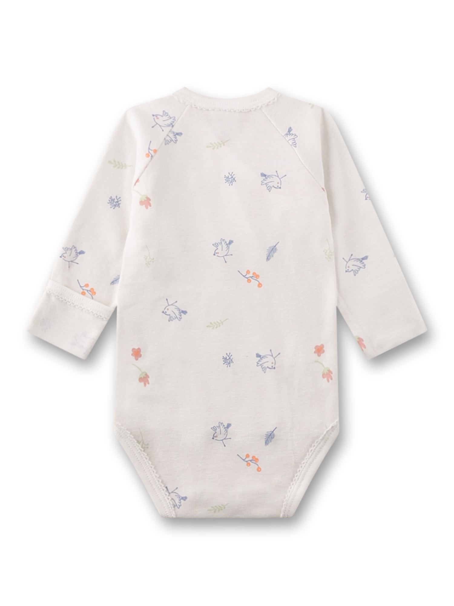 Sanetta "Wickelbody langarm" allover Druck - White Pebble