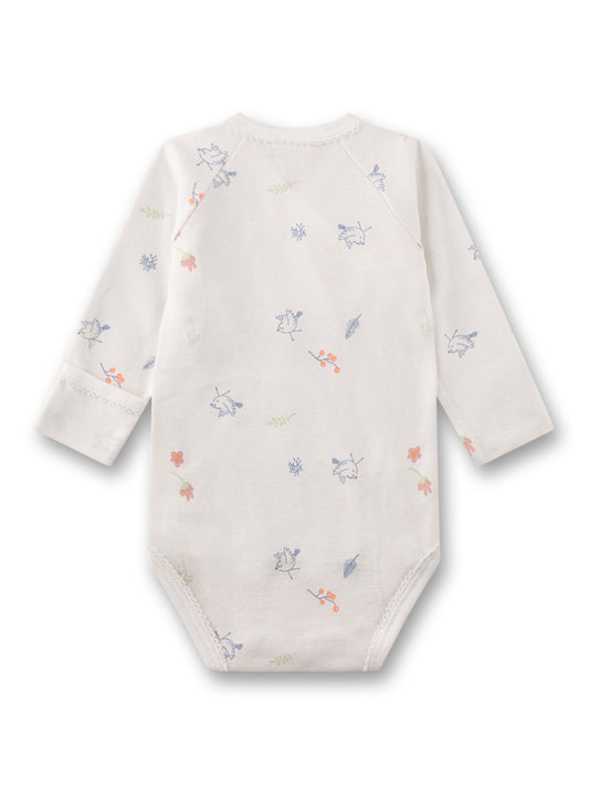 Sanetta "Wickelbody langarm" allover Druck - White Pebble