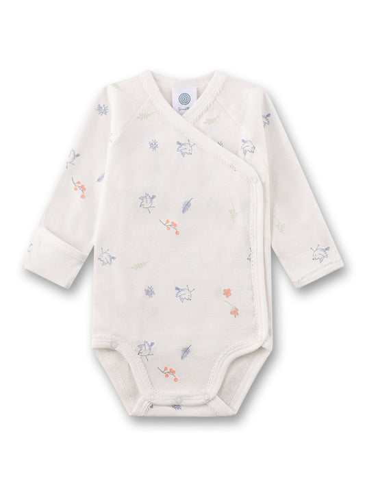 Sanetta "Wickelbody langarm" allover Druck - White Pebble