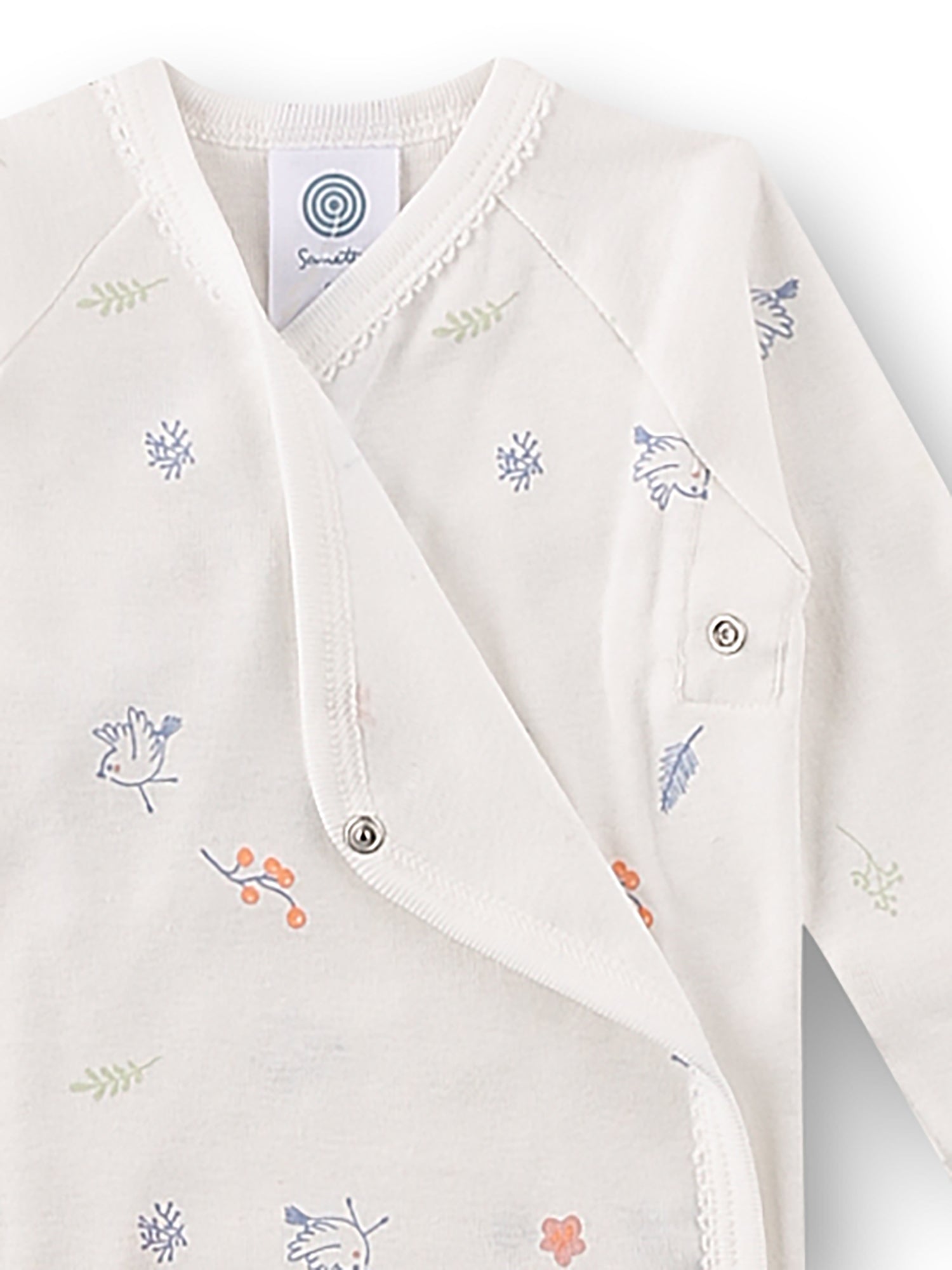 Sanetta "Wickelbody langarm" allover Druck - White Pebble