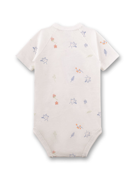 Sanetta "Wickelbody kurzarm" allover Druck - White Pebble