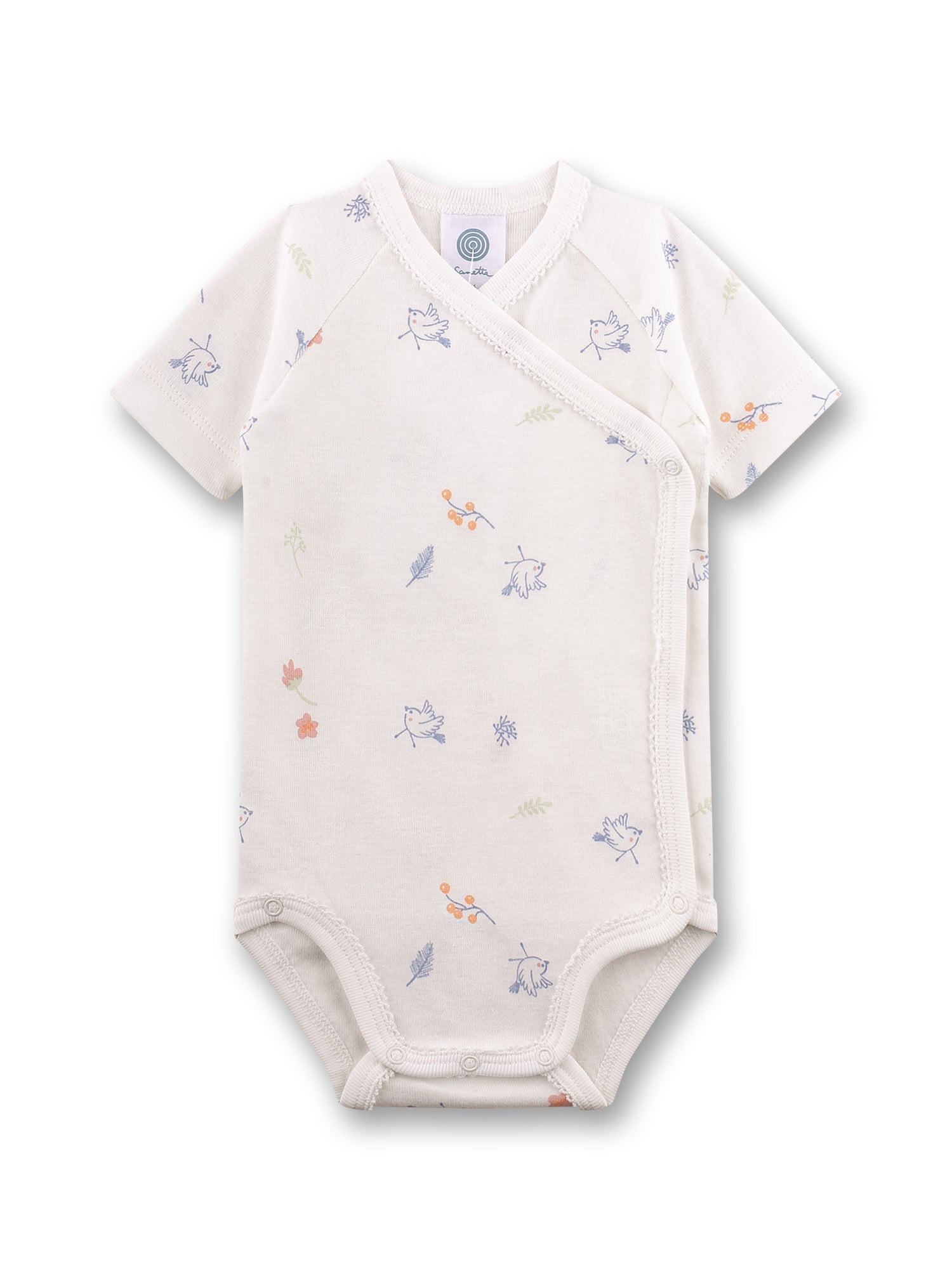 Sanetta "Wickelbody kurzarm" allover Druck - White Pebble