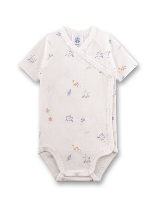 Sanetta "Wickelbody kurzarm" allover Druck - White Pebble