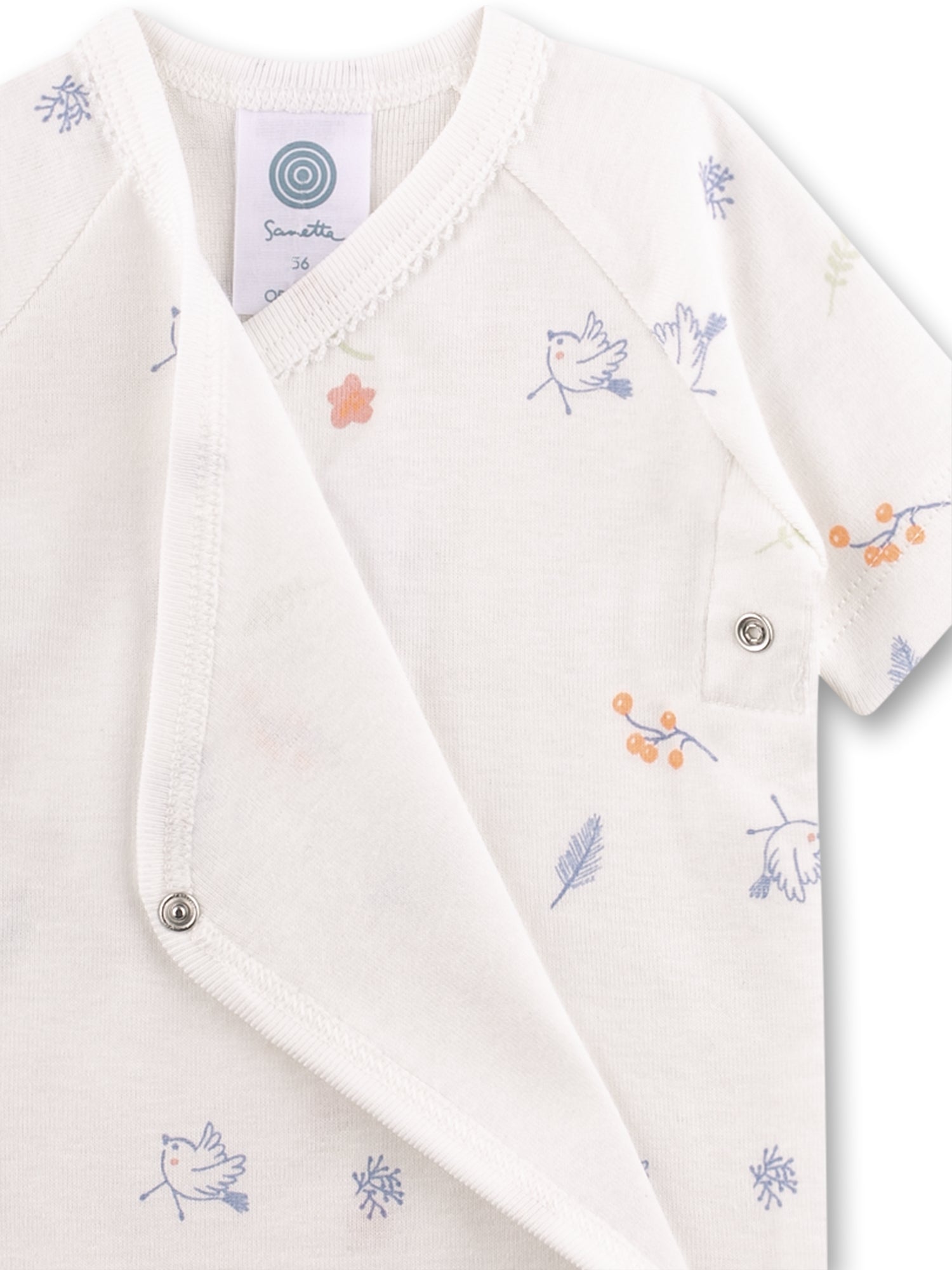 Sanetta "Wickelbody kurzarm" allover Druck - White Pebble