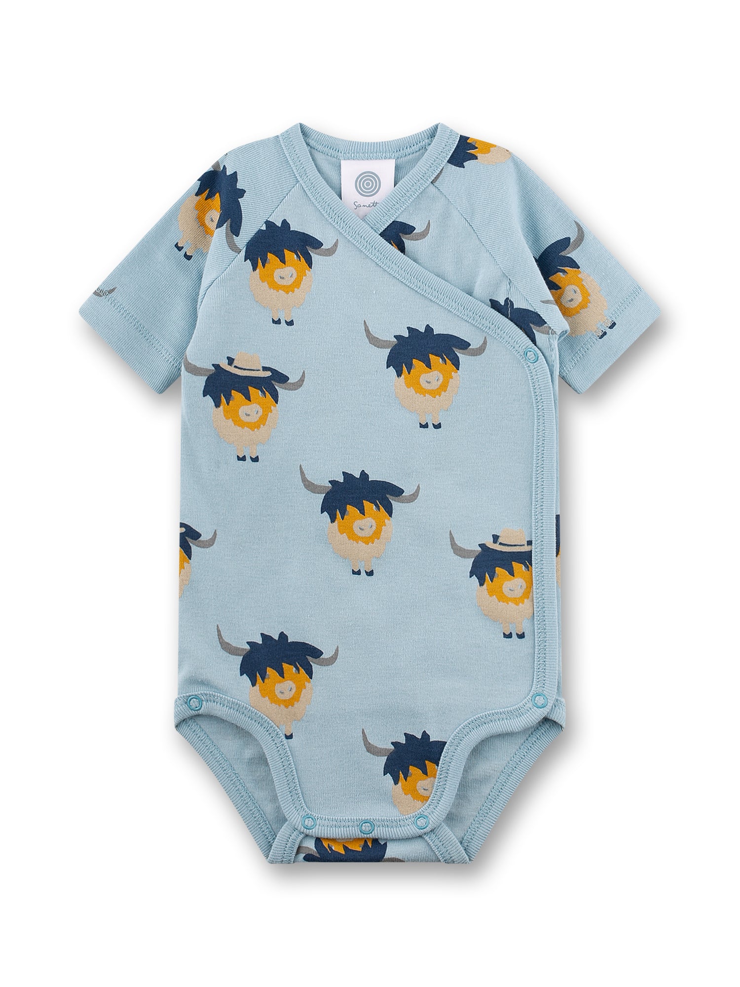 Sanetta "Wickelbody kurzarm" - allover Druck - Blue Pale