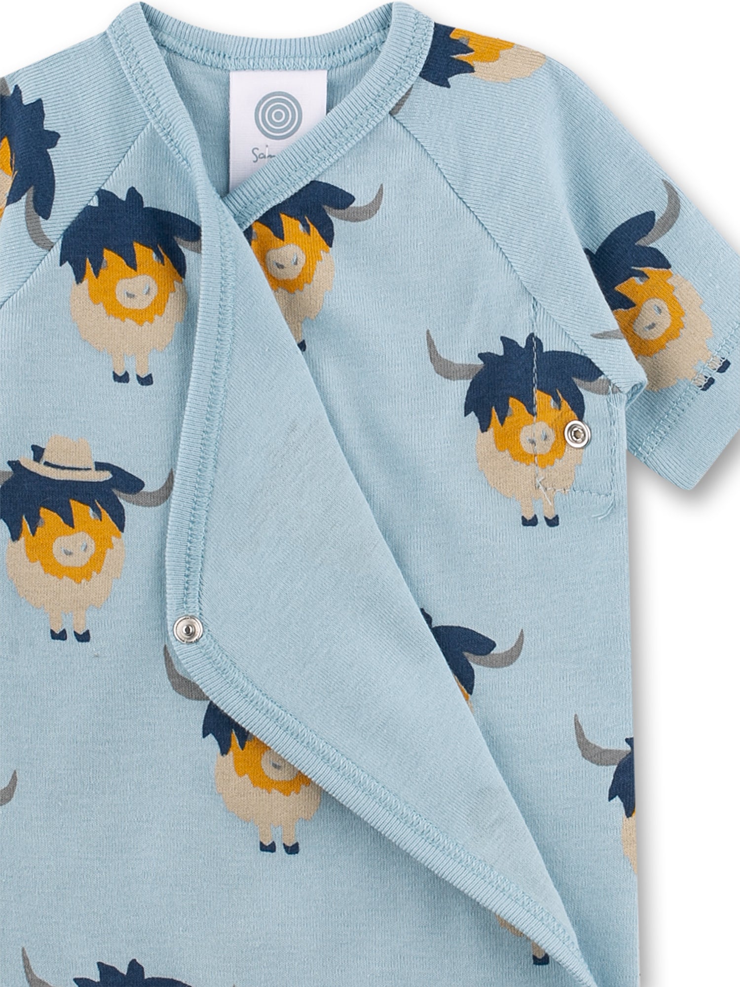 Sanetta "Wickelbody kurzarm" - allover Druck - Blue Pale