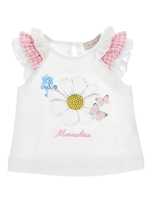 Monnalisa T-Shirt mit Rüsche und Blumenprint