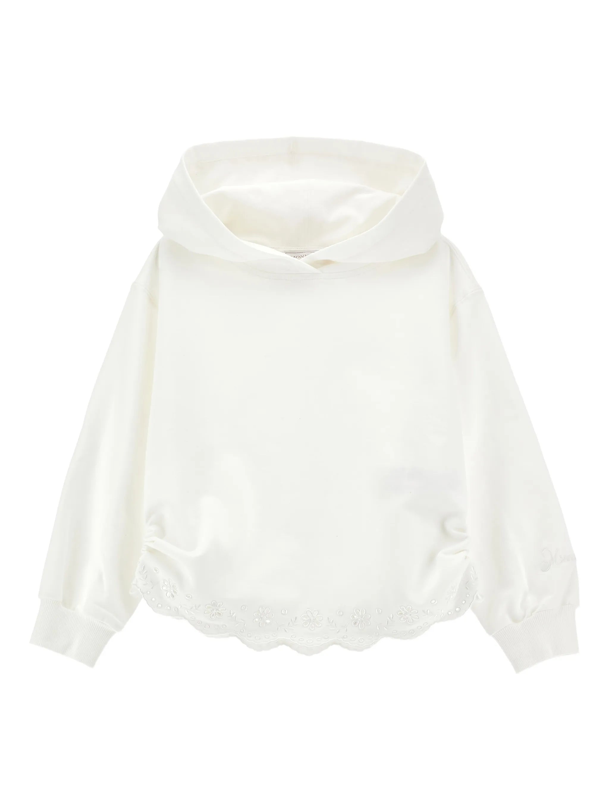 Monnalisa Sweatshirt mit Kapuze und gesticktem Saum