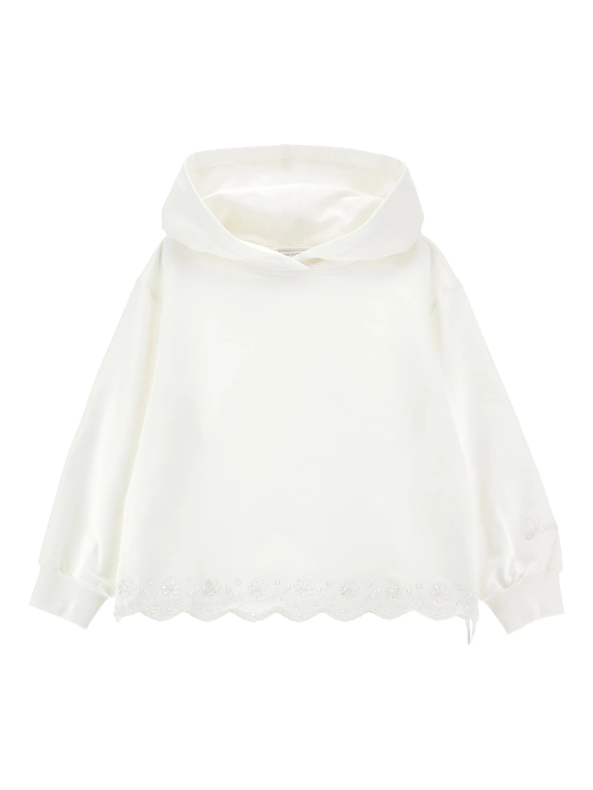 Monnalisa Sweatshirt mit Kapuze und gesticktem Saum