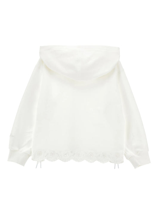 Monnalisa Sweatshirt mit Kapuze und gesticktem Saum