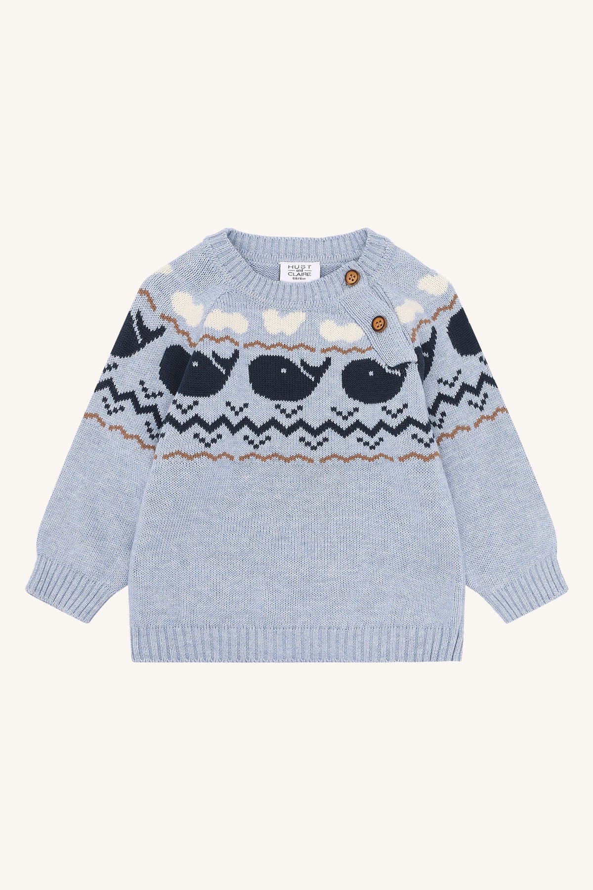 Hust & Claire Strickpullover mit Muster - Sky Melange