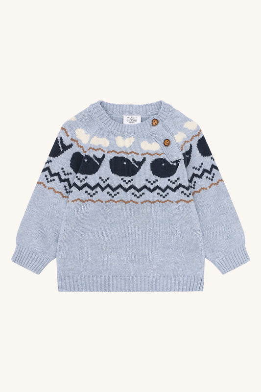 Hust & Claire Strickpullover mit Muster - Sky Melange