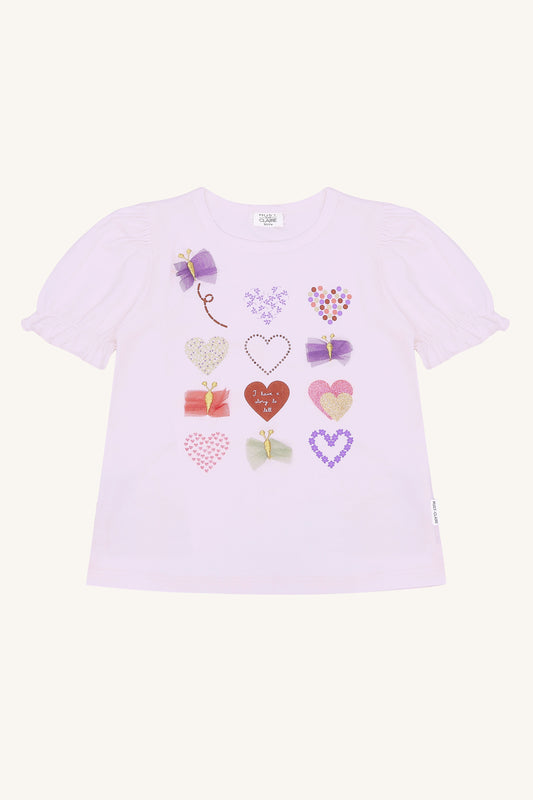 Hust & Claire T-Shirt Alma mit Herzchen und Schleifchen, Flieder
