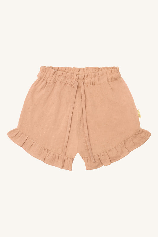 Hust & Claire Shorts "Helena" Warm Sand mit Rüschen Volant