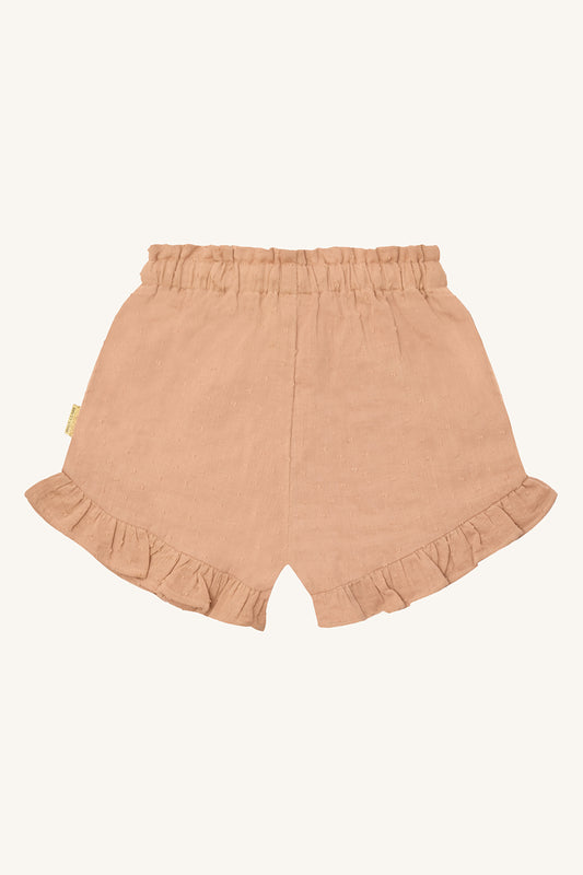 Hust & Claire Shorts "Helena" Warm Sand mit Rüschen Volant