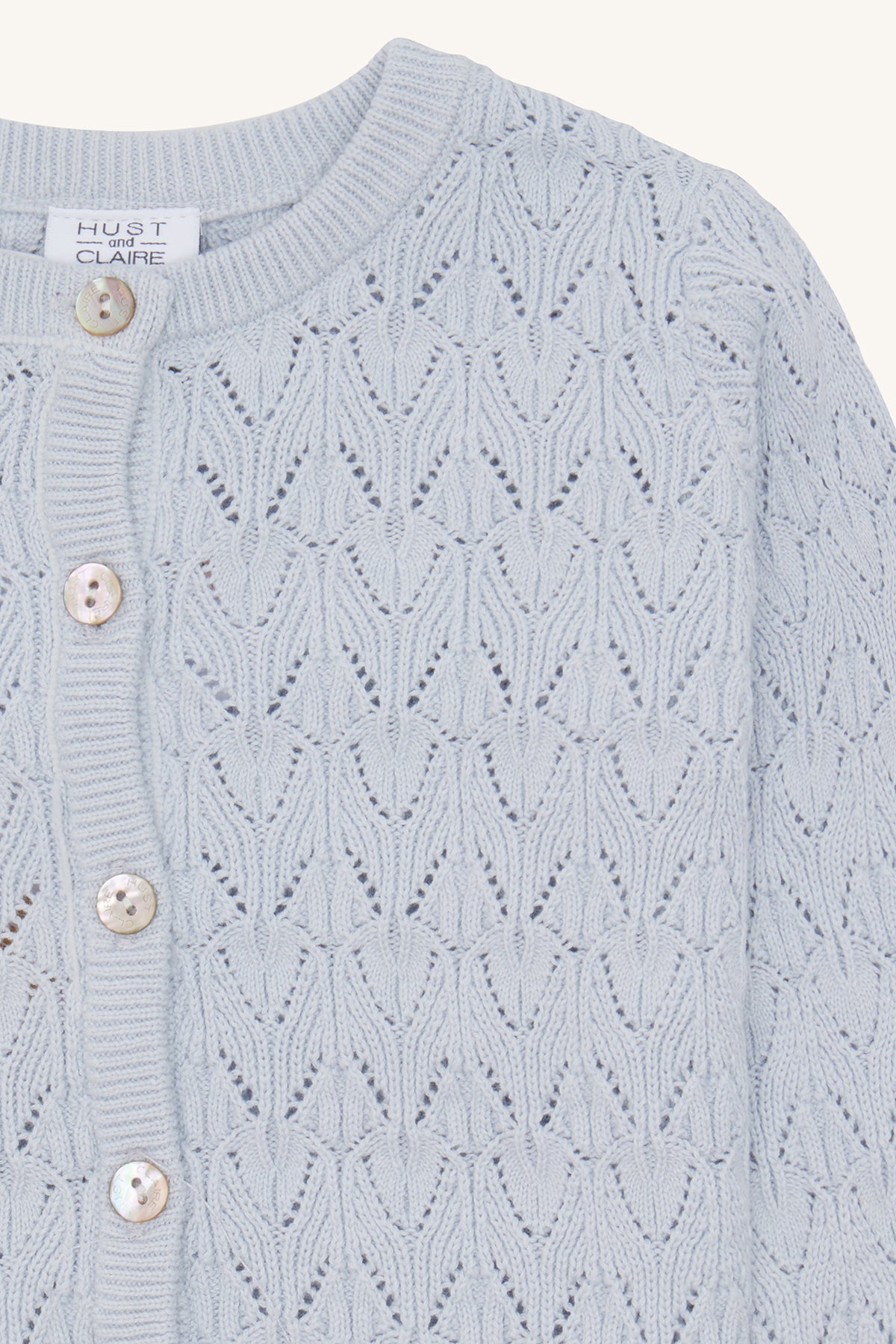 Hust & Claire Strickjacke "Cilja" Winter Sky mit Lochmuster
