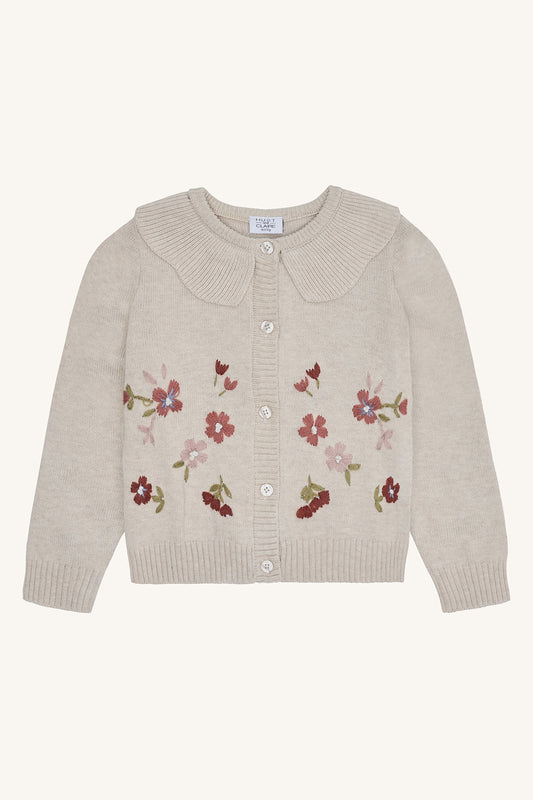 Hust & Claire "Strickjacke Camilia Flower" - Wheat Melange