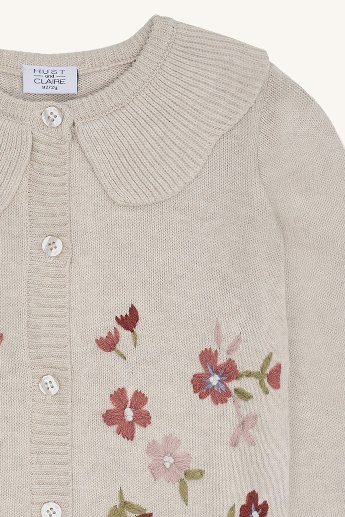 Hust & Claire "Strickjacke Camilia Flower" - Wheat Melange