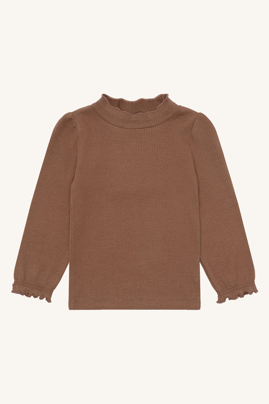 Hust & Claire "T-Shirt langarm Amma Solid" - Coca Mocha