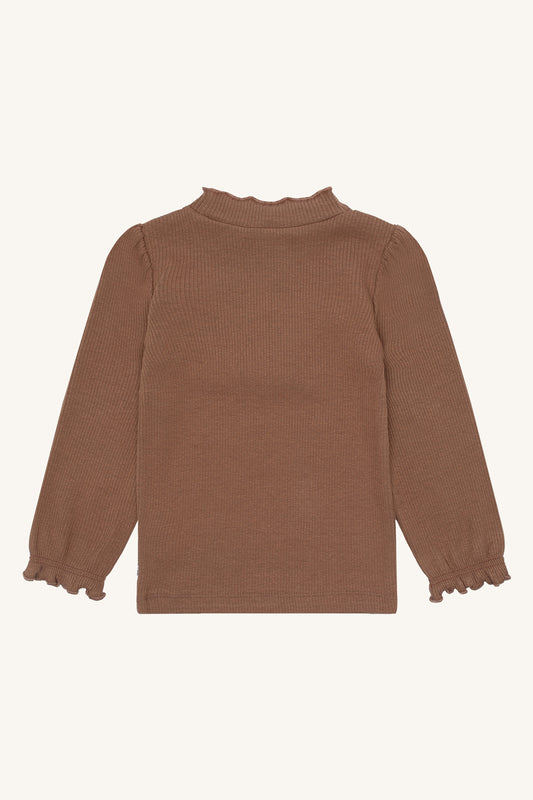 Hust & Claire "T-Shirt langarm Amma Solid" - Coca Mocha