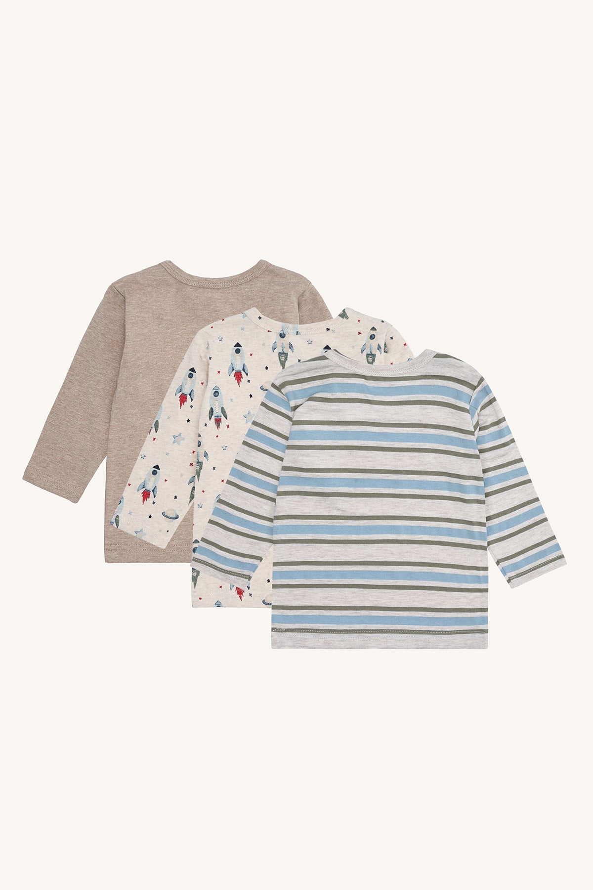 Hust & Claire "T-Shirts langarm Albert Rocket" 3er Pack - Wheat Melange