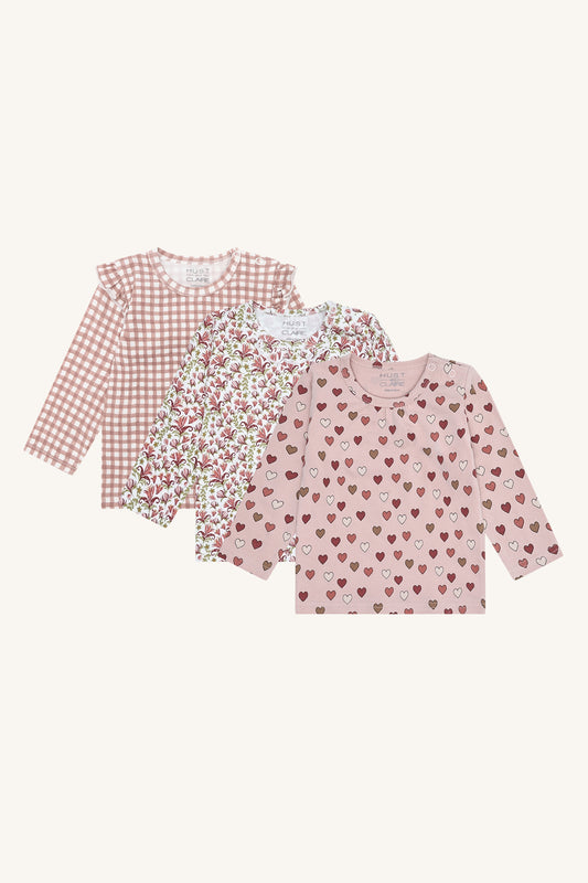 Hust & Claire "T-Shirt langarm Alda" 3er Pack - Adobe Rose