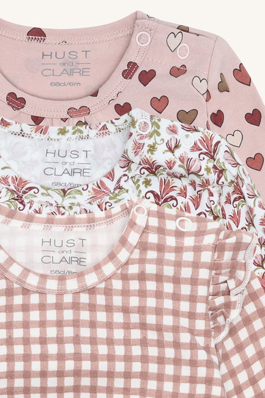 Hust & Claire "T-Shirt langarm Alda" 3er Pack - Adobe Rose