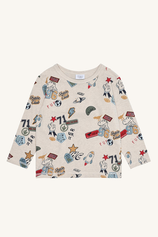 Hust & Claire "T-Shirt langarm Antn Puf Badges" - Wheat Melange