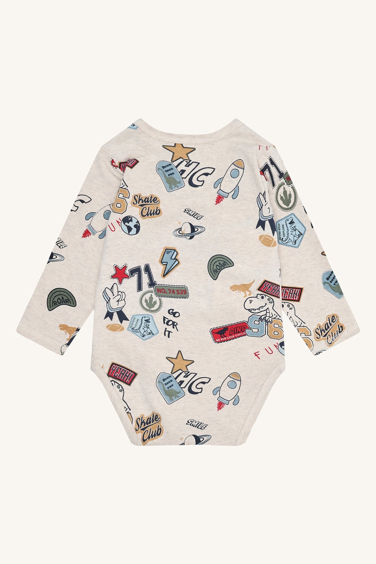 Hust & Claire "Body langarm Buster Puf Badges" - Wheat Melange