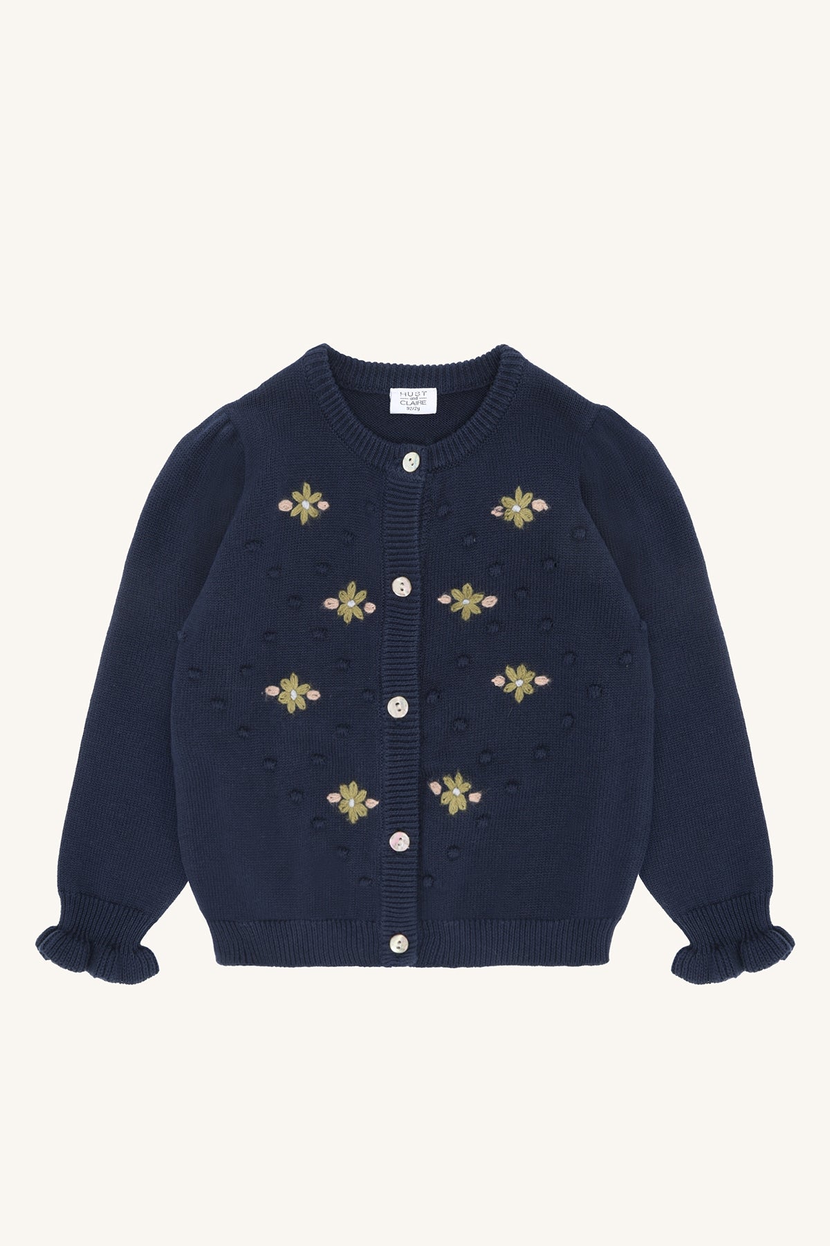 Hust & Claire "Strickjacke Camilia" mit Stickerei - Naval