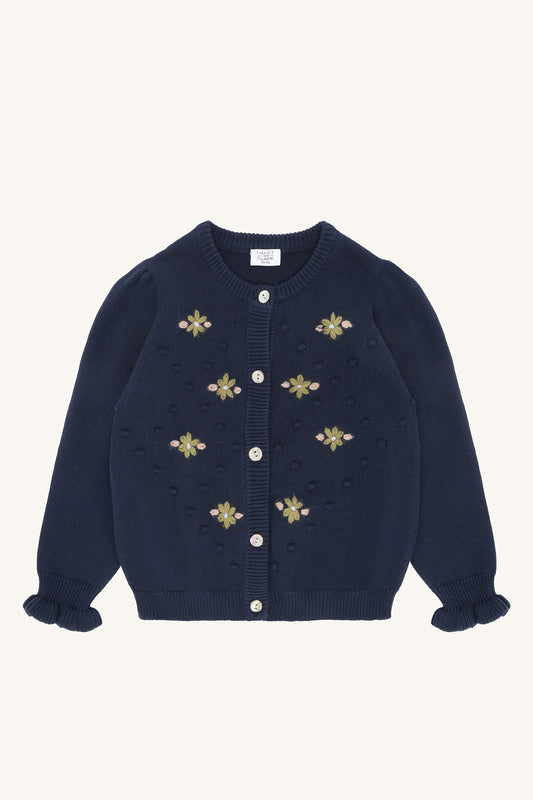 Hust & Claire "Strickjacke Camilia" mit Stickerei - Naval