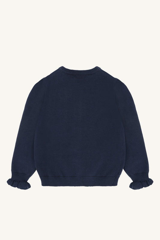 Hust & Claire "Strickjacke Camilia" mit Stickerei - Naval