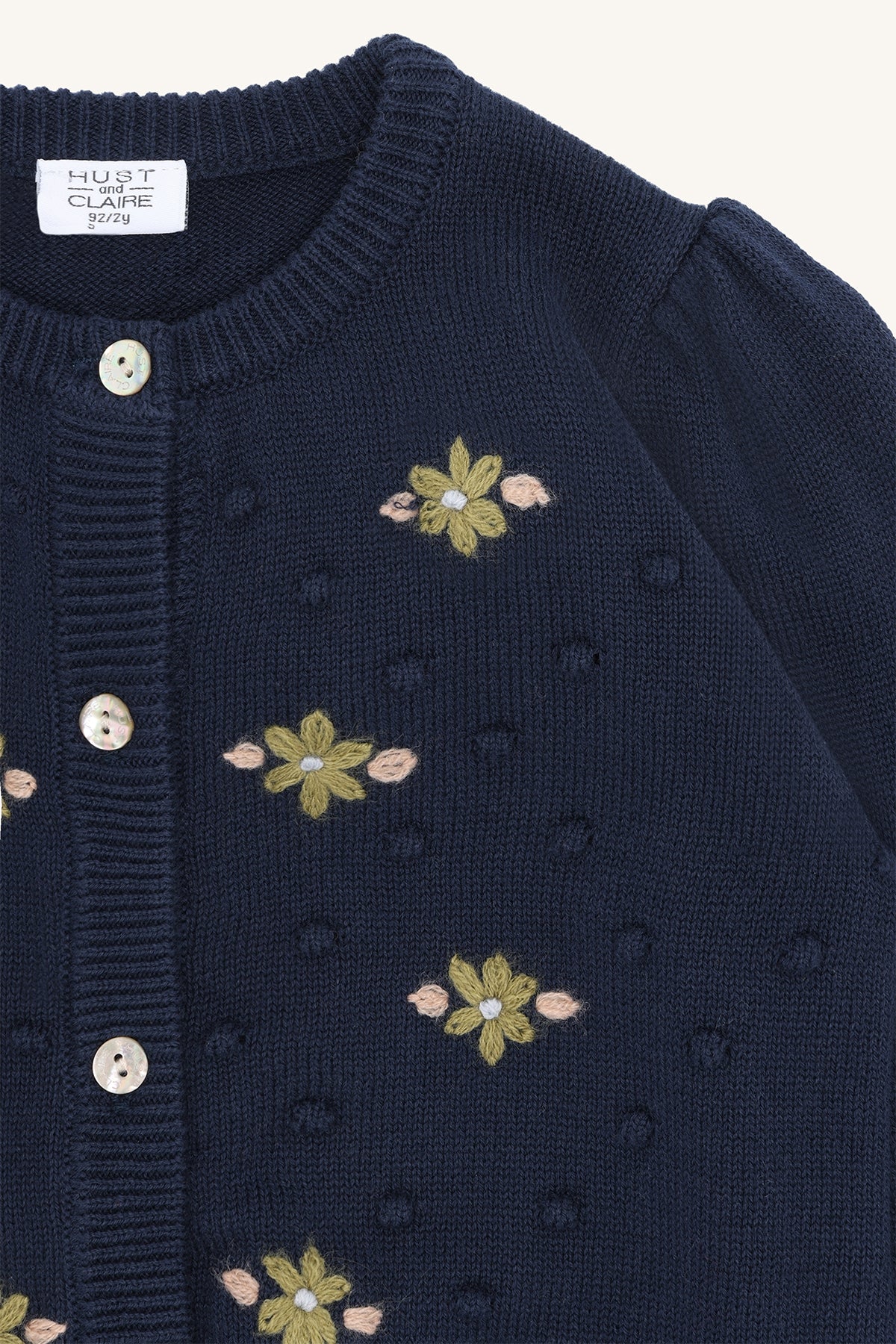 Hust & Claire "Strickjacke Camilia" mit Stickerei - Naval