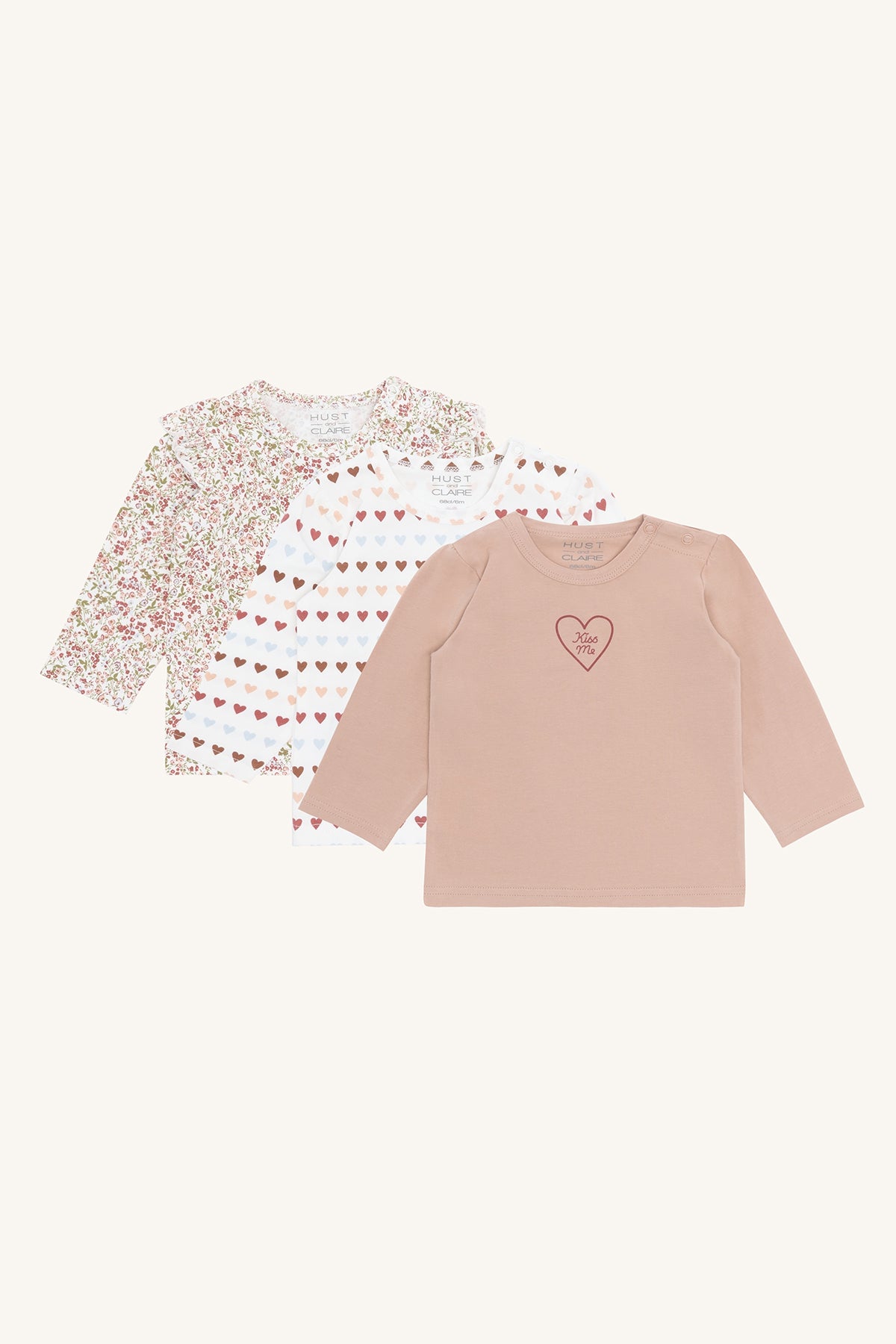 Hust & Claire "T-Shirt Alda langarm 3er Pack" - Rugby Tan