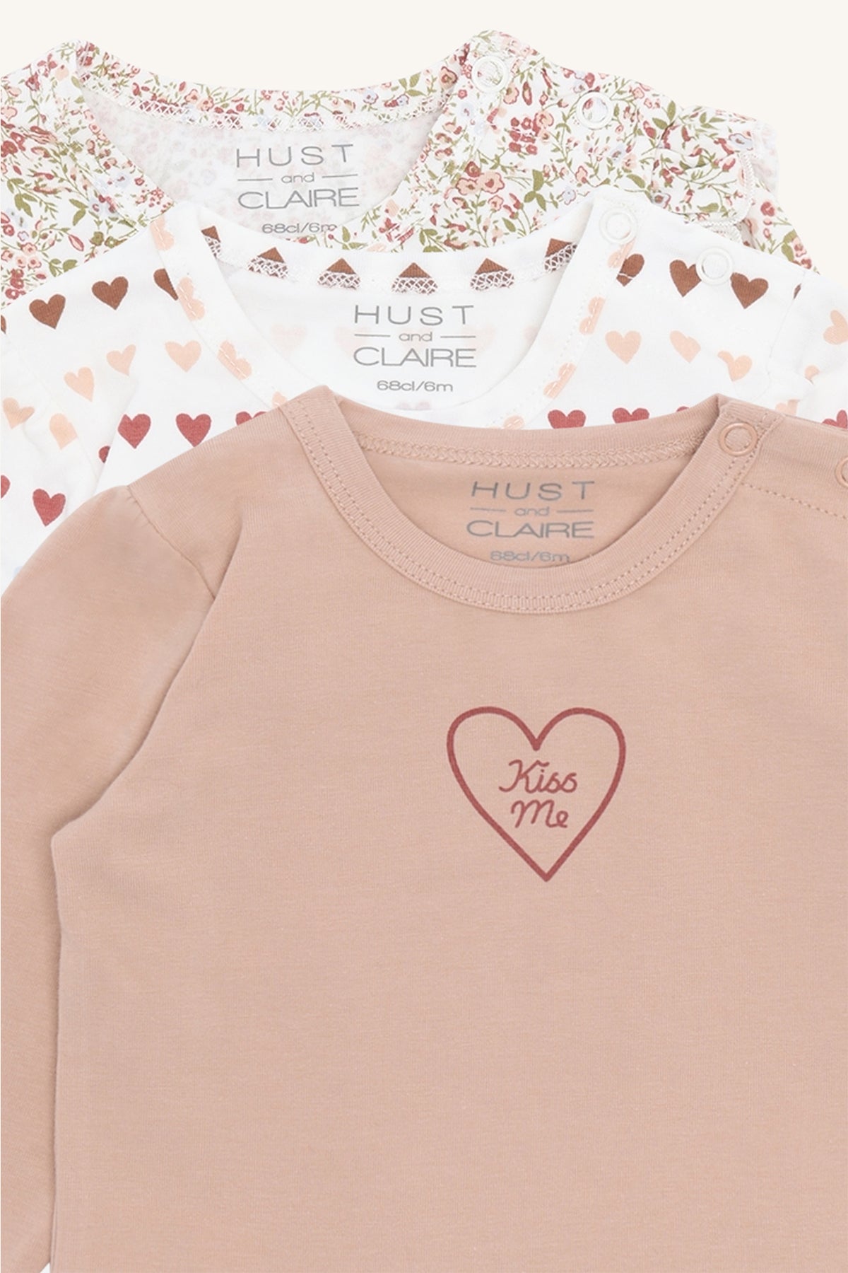 Hust & Claire "T-Shirt Alda langarm 3er Pack" - Rugby Tan