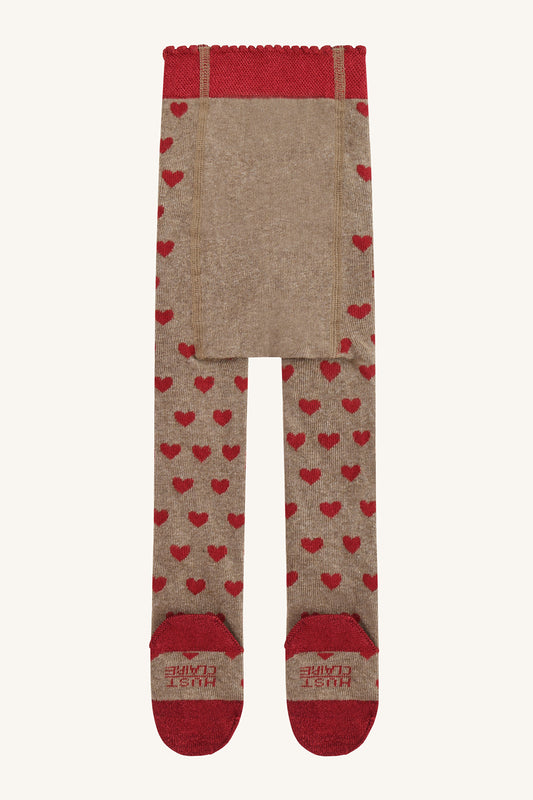 Hust & Claire "Strumpfhose" mit Herzchen - Biscuit