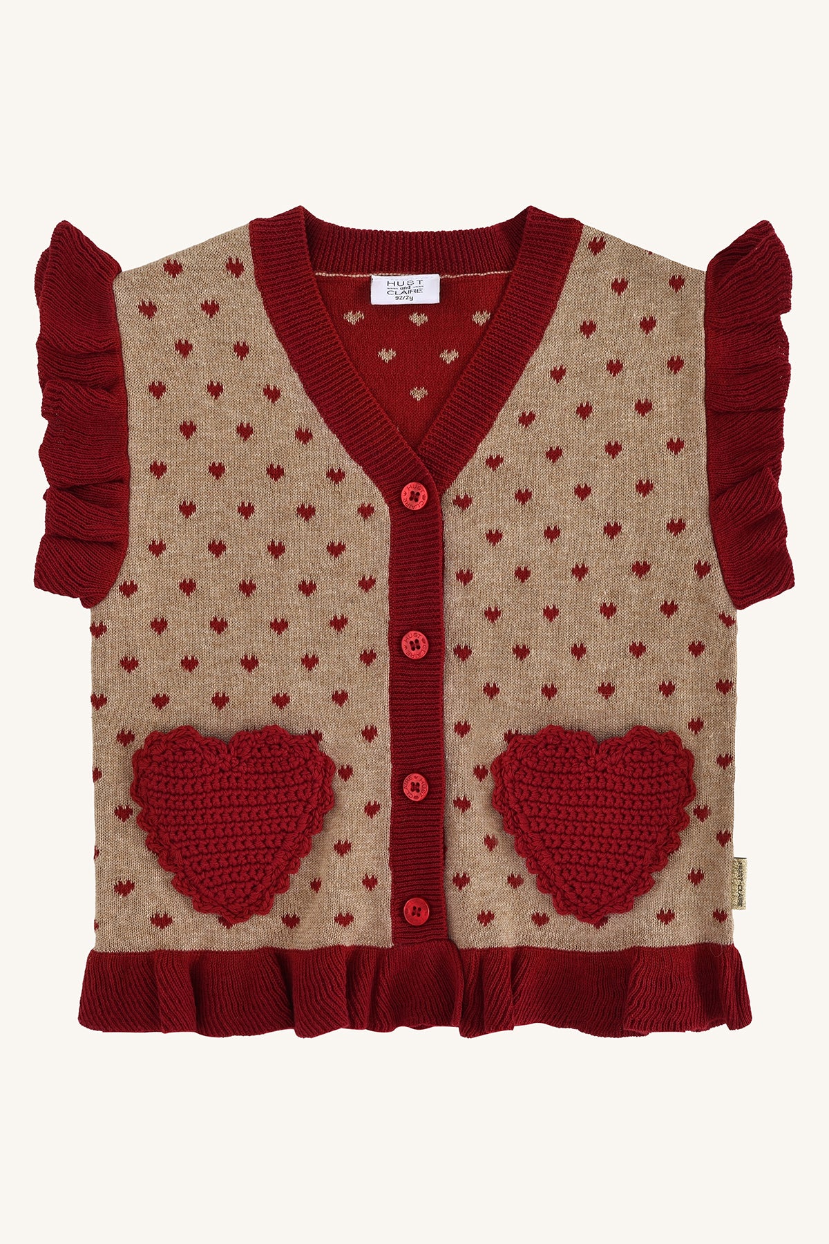 Hust & Claire "Strick Pullunder" mit Herzchen - Biscuit