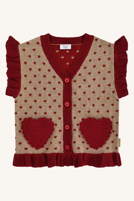 Hust & Claire "Strick Pullunder" mit Herzchen - Biscuit