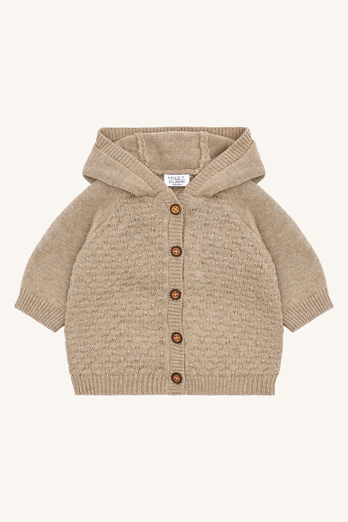 Hust & Claire "Jäckchen aus Strick" mit cooler Kapuze - Biscuit