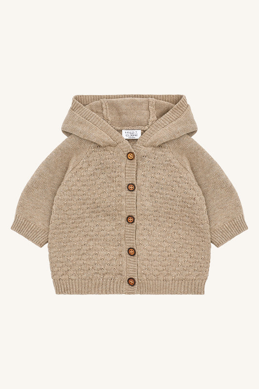 Hust & Claire "Jäckchen aus Strick" mit cooler Kapuze - Biscuit