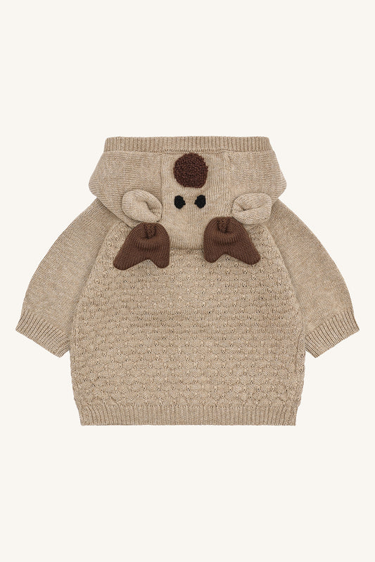 Hust & Claire "Jäckchen aus Strick" mit cooler Kapuze - Biscuit