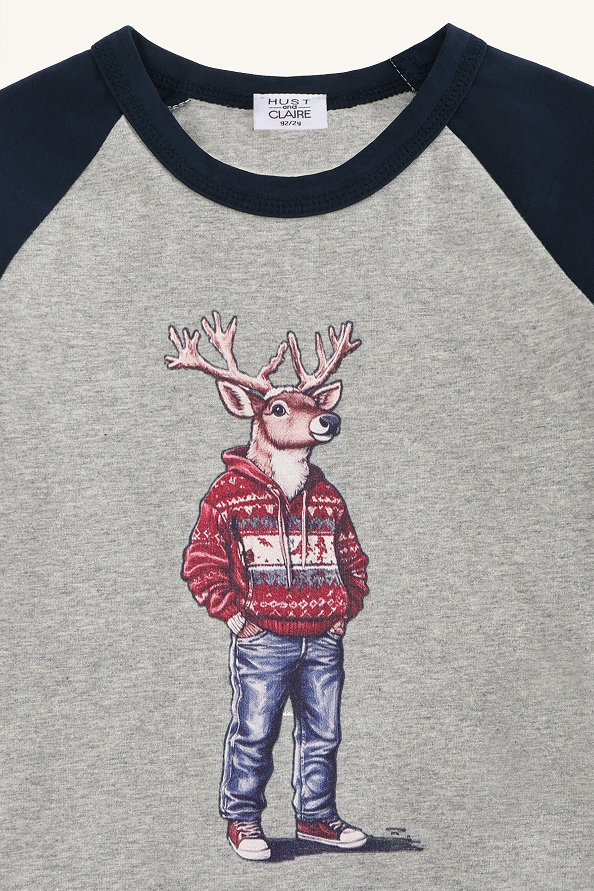 Hust & Claire "T-Shirt langarm" mit Druck - Soft Grey Melange