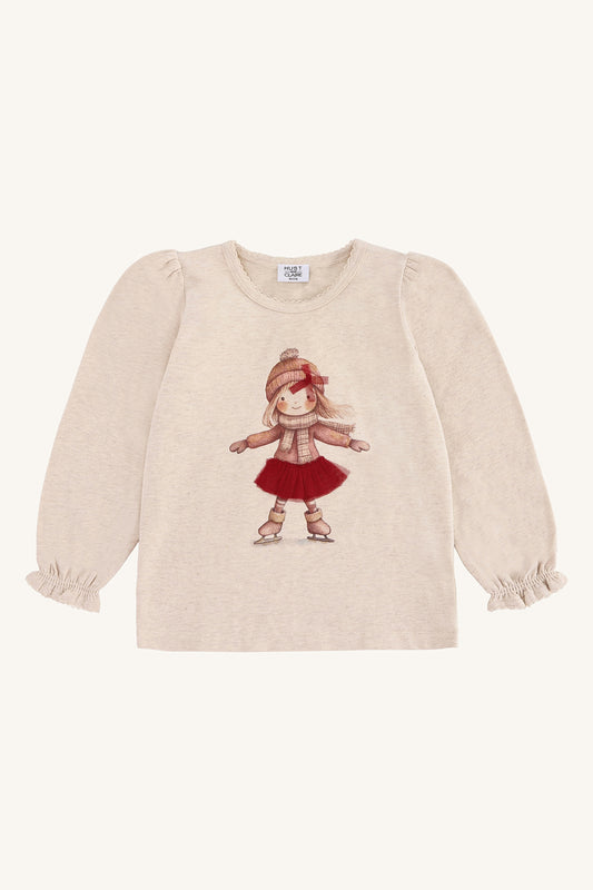 Hust & Claire "Langarmshirt" mit Druck - Wheat Melange